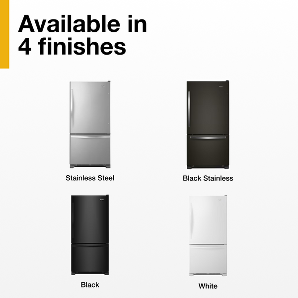 Whirlpool 22.07-cu ft Standard-Depth Bottom-Freezer Refrigerator with Ice Maker ( Black ) ENERGY STAR Certified