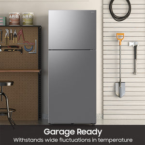 Samsung Garage Ready 17.5-cu ft Top-Freezer Refrigerator Smart Compatible with Ice Maker ( Fingerprint Resistant Stainless Steel ) Garage Ready ENERGY STAR Certified