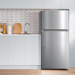 Midea Fingerprint Resistant 14.2-cu ft Counter-Depth Top-Freezer Refrigerator ( Stainless Steel ) Garage Ready ENERGY STAR Certified