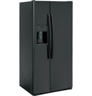 GE 23-cu ft Side-by-Side Refrigerator with Ice Maker ,Water and Ice Dispenser ( Black )