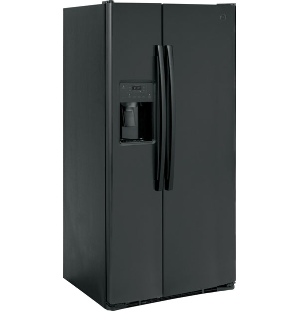 GE 23-cu ft Side-by-Side Refrigerator with Ice Maker ,Water and Ice Dispenser ( Black )