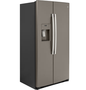 GE 21.8-cu ft Counter-Depth Side-by-Side Refrigerator with Ice Maker ,Water and Ice Dispenser ( Slate )
