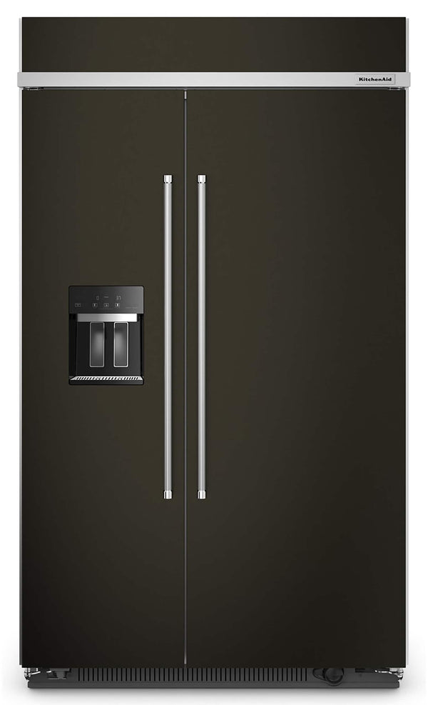 KitchenAid 25.1-cu ft Counter-Depth Side-by-Side Refrigerator Built-In ,Water and Ice Dispenser ( Black Stainless Steel with PrintShield Finish ) ENERGY STAR Certified