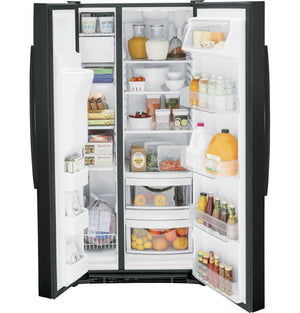 GE 23-cu ft Side-by-Side Refrigerator with Ice Maker ,Water and Ice Dispenser ( Black ) ENERGY STAR Certified
