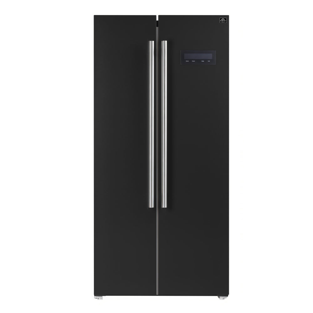 FORNO Salerno Espresso 15.62-cu ft Counter-Depth Side-by-Side Refrigerator ( Black )
