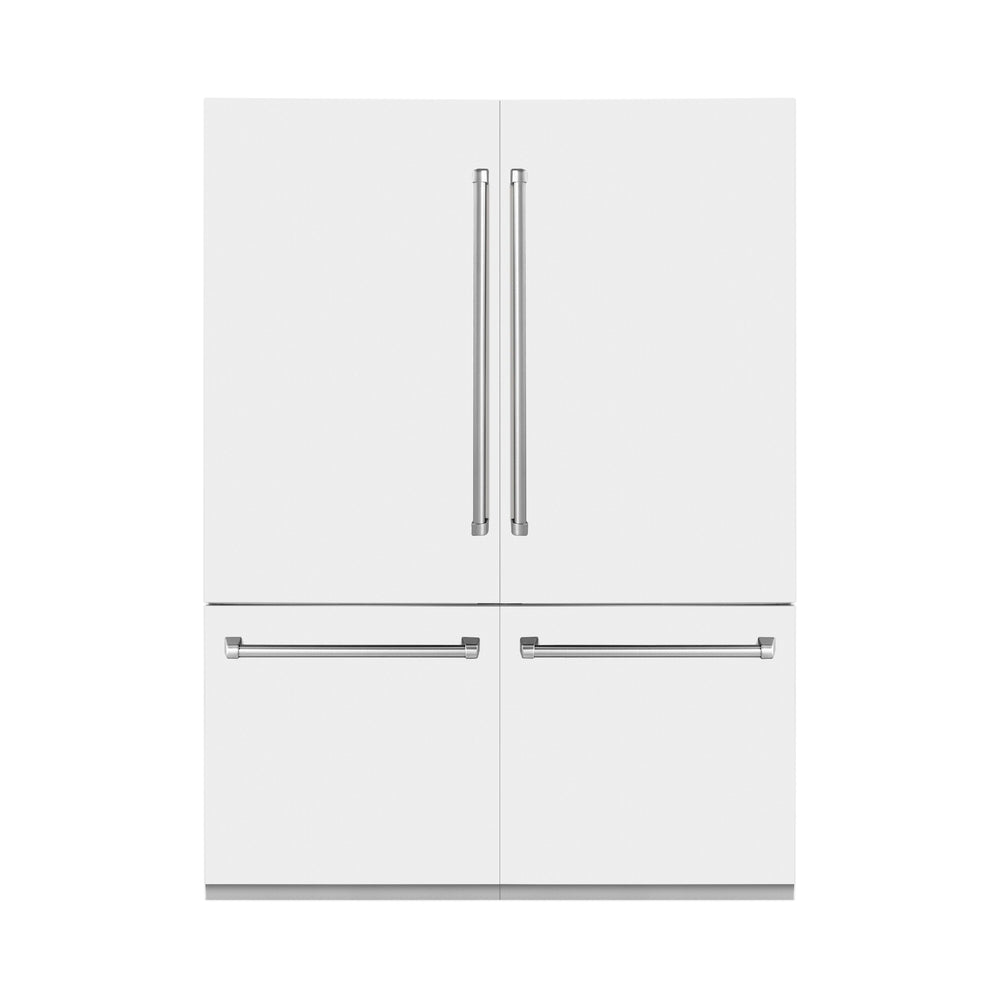 ZLINE KITCHEN & BATH Counter-Depth 32.2-cu ft 4 -Door Built-In French Door Refrigerator with Ice Maker with Water Dispenser ( Stainless Steel with White Matte Panels ) ENERGY STAR Certified