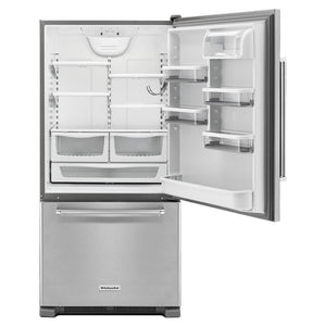 KitchenAid 22.07-cu ft Standard-Depth Bottom-Freezer Refrigerator Ice Maker Optional (sold separately) ( Stainless steel ) ENERGY STAR Certified