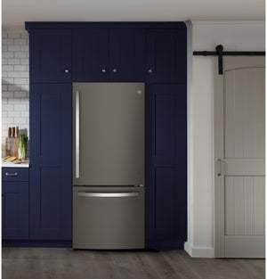 GE 20.9-cu ft Standard-Depth Bottom-Freezer Refrigerator with Ice Maker ( Slate ) ENERGY STAR Certified