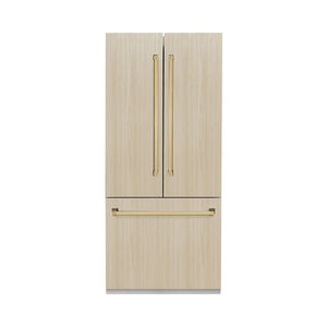 ZLINE KITCHEN & BATH Counter-Depth 19.6-cu ft 3 -Door Built-In French Door Refrigerator with Ice Maker with Water and Ice Dispenser ( Panel-Ready ) ENERGY STAR Certified