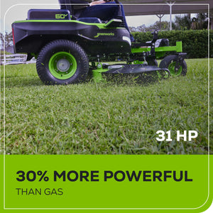 Greenworks 60V 54″ MaximusZ Zero Turn Riding Mower with (2) 20.0 Ah, (2) 8.0 Ah & (2) 4.0 Ah Batteries and 1.5kW Charger 7422302