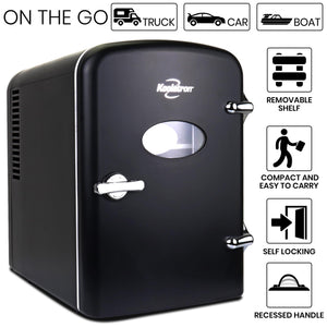 Koolatron 4L Retro Portable 6 can personal cooler 0.14-cu ft Mini Fridge ( Black )