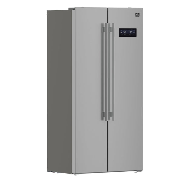 FORNO Salerno 15.6-cu ft Counter-Depth Side-by-Side Refrigerator Built-In ( Stainless steel )