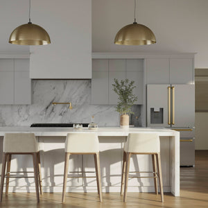 ZLINE KITCHEN & BATH Counter-Depth 21.6-cu ft 4 -Door French Door Refrigerator with Ice Maker with Water Dispenser ( Fingerprint Resistant Stainless Steel with Polished Gold accent Handles ) ENERGY STAR Certified