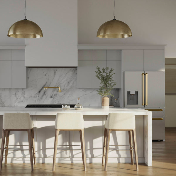 ZLINE KITCHEN & BATH Counter-Depth 21.6-cu ft 4 -Door French Door Refrigerator with Ice Maker with Water Dispenser ( Fingerprint Resistant Stainless Steel with Polished Gold accent Handles ) ENERGY STAR Certified