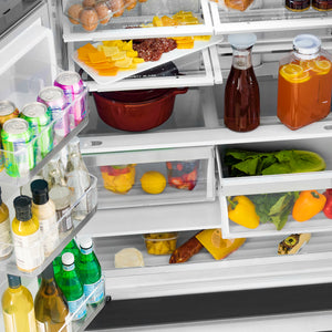 ZLINE KITCHEN & BATH Counter-Depth 22.5-cu ft 4 -Door French Door Refrigerator with Ice Maker ( Fingerprint Resistant Stainless Steel with Matte Black accent Handles ) ENERGY STAR Certified