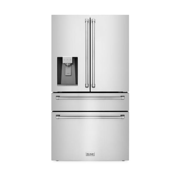 ZLINE KITCHEN & BATH Counter-Depth 21.6-cu ft 4 -Door French Door Refrigerator with Ice Maker with Water Dispenser ( Fingerprint Resistant Stainless Steel ) ENERGY STAR Certified