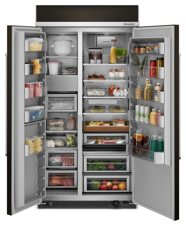 KitchenAid 25.5-cu ft Counter-Depth Side-by-Side Refrigerator Built-In ( Black Stainless Steel with PrintShield Finish )