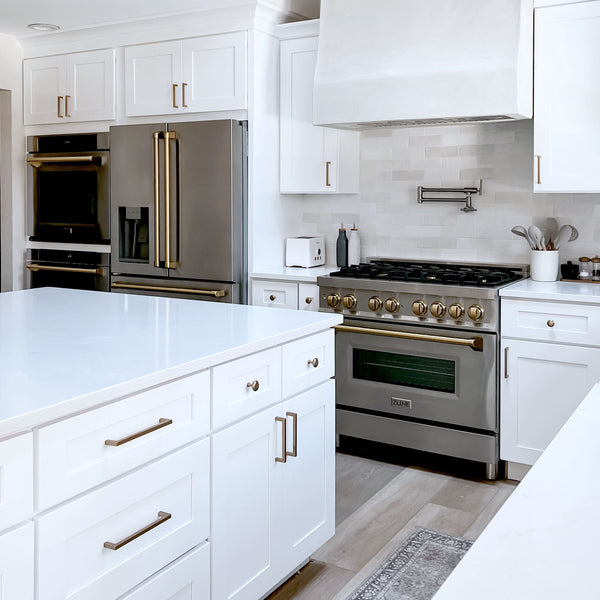 ZLINE KITCHEN & BATH Counter-Depth Autograph Edition 21.6-cu ft 4 -Door French Door Refrigerator with Ice Maker with Water Dispenser ( Fingerprint Resistant Stainless Steel with Champagne Bronze accent Handles ) ENERGY STAR Certified