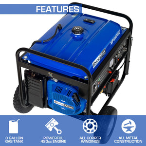 DuroMax XP8500E 8500-Watt 420cc Gas Generator with Electric Start and Wheel Kit