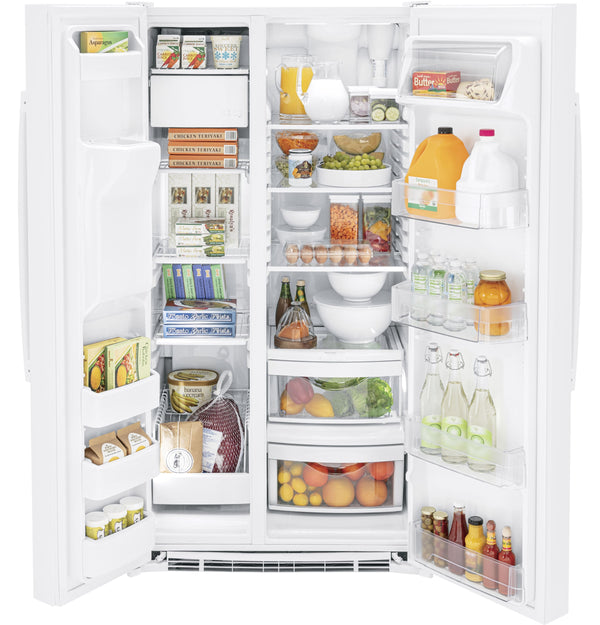 GE 25.3-cu ft Side-by-Side Refrigerator with Ice Maker ,Water and Ice Dispenser ( White )