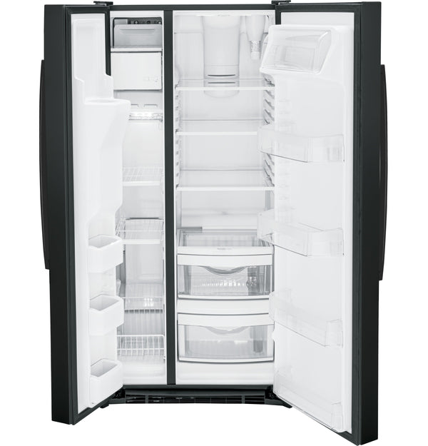 GE 23-cu ft Side-by-Side Refrigerator with Ice Maker ,Water and Ice Dispenser ( Black ) ENERGY STAR Certified