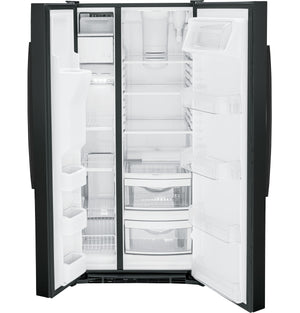GE 23-cu ft Side-by-Side Refrigerator with Ice Maker ,Water and Ice Dispenser ( Black )