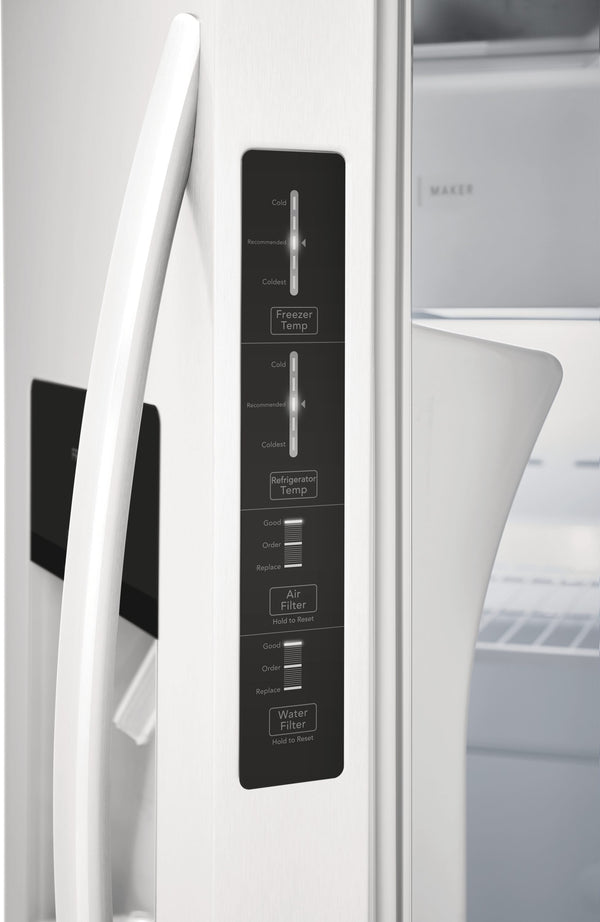 Frigidaire 25.6-cu ft Side-by-Side Refrigerator with Ice Maker ,Water and Ice Dispenser ( White ) ENERGY STAR Certified
