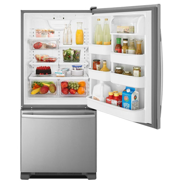 Amana 18.7-cu ft Standard-Depth Bottom-Freezer Refrigerator Ice Maker Optional (sold separately) ( Stainless Steel )