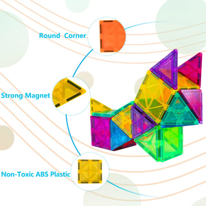 120 Pcs 3D Color Magnet Building Tiles, Magnetic Building Blocks Set with 2 Car for Kids