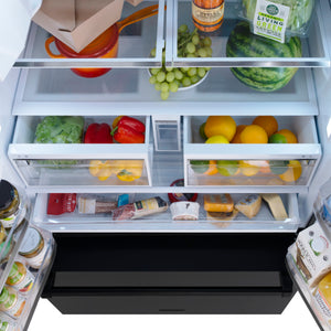 ZLINE KITCHEN & BATH Standard-Depth 28.9-cu ft 3 -Door French Door Refrigerator with Ice Maker with Water and Ice Dispenser ( Black Stainless Steel with Black Stainless Steel Handle ) ENERGY STAR Certified