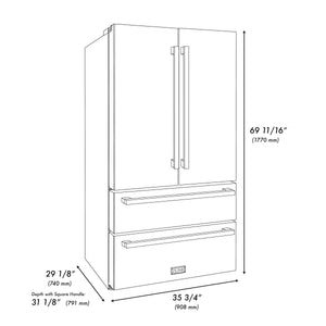 ZLINE KITCHEN & BATH Counter-Depth 21.6-cu ft 4 -Door French Door Refrigerator with Ice Maker with Ice Dispenser ( Stainless Steel with Flat Polished Gold Handle ) ENERGY STAR Certified