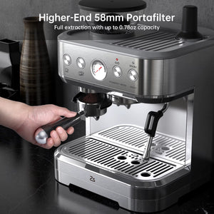 Zstar Express Espresso Machine, 15 Bar Espresso Coffee Machine Latte and Cappuccino Coffee Maker All in One Espresso Machine For Home Barista, Brushed Stainless Steel