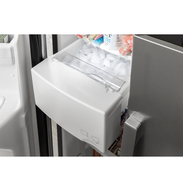 GE 21.8-cu ft Counter-Depth Side-by-Side Refrigerator with Ice Maker ,Water and Ice Dispenser ( Slate )