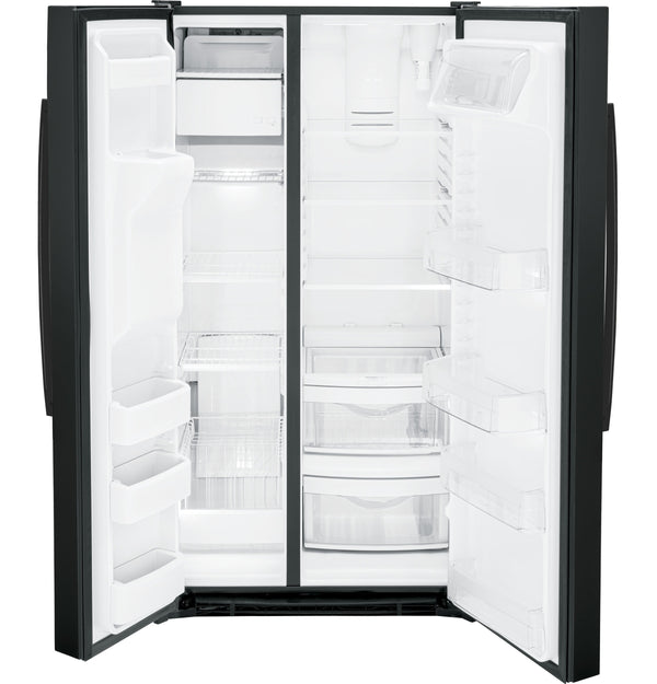 GE 25.3-cu ft Side-by-Side Refrigerator with Ice Maker ,Water and Ice Dispenser ( Black )