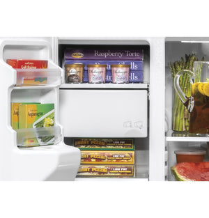 GE 21.8-cu ft Counter-Depth Side-by-Side Refrigerator with Ice Maker ,Water and Ice Dispenser ( Slate )