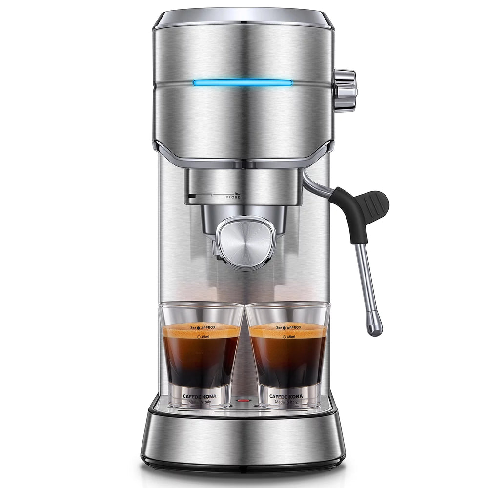 Espresso Machine, 20 Bar Espresso and Cappuccino Maker with Milk Frother Steam Wand, Stainless Steel, Silver