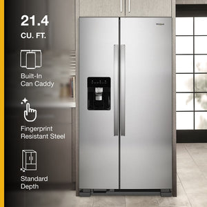 Whirlpool In-Door Can Caddy 21.4-cu ft Side-by-Side Refrigerator with Ice Maker ,Water and Ice Dispenser ( White )