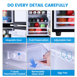 Jeremy Cass 3.5-cu ft Mini Fridge with Freezer ( Black ) ENERGY STAR