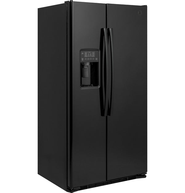 GE 21.9-cu ft Counter-Depth Side-by-Side Refrigerator with Ice Maker ,Water and Ice Dispenser ( Black )
