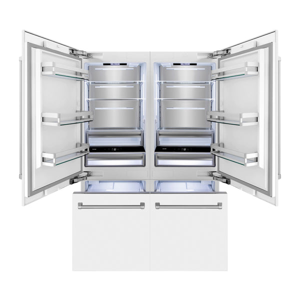 ZLINE KITCHEN & BATH Counter-Depth 32.2-cu ft 4 -Door Built-In French Door Refrigerator with Ice Maker with Water Dispenser ( Stainless Steel with White Matte Panels ) ENERGY STAR Certified