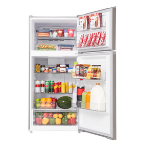 Midea Fingerprint Resistant 14.2-cu ft Counter-Depth Top-Freezer Refrigerator ( Stainless Steel ) Garage Ready ENERGY STAR Certified