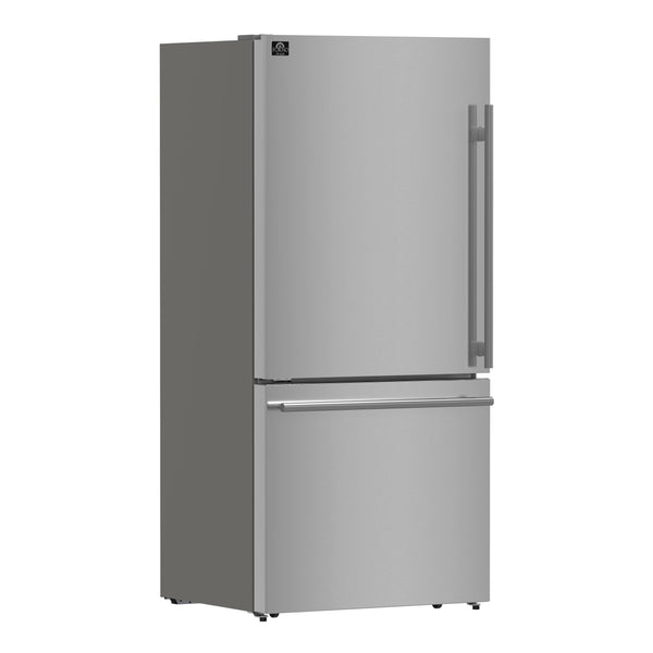 FORNO Milano Espresso 17.2-cu ft Counter-Depth Bottom-Freezer Refrigerator with Ice Maker ( Stainless steel ) ENERGY STAR Certified