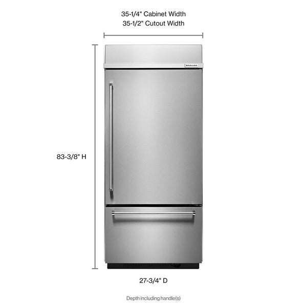 KitchenAid 20.9-cu ft Standard-Depth Built-In Bottom-Freezer Refrigerator with Ice Maker ( Stainless steel ) ENERGY STAR Certified