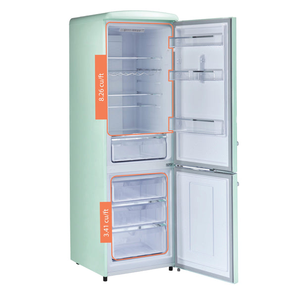 UNIQUE Classic Retro 11.7-cu ft Counter-Depth Bottom-Freezer Refrigerator Summer Mint Green ) ENERGY STAR Certified