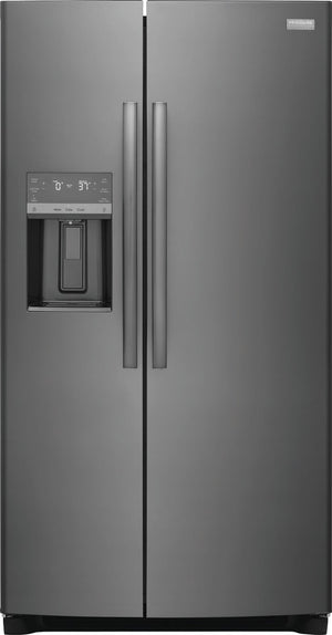 Frigidaire Gallery 22.3-cu ft Counter-Depth Side-by-Side Refrigerator with Ice Maker ,Water and Ice Dispenser ( Fingerprint Resistant Black Stainless Steel ) ENERGY STAR Certified