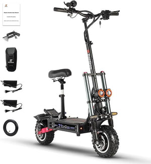 ZonDoo ZO03 Plus 11″ Off-Road Tires with Seat  Electric Scooter Adults, 52 MPH 60 Miles Long Range,  5600W Dual Motors  for Heavy Duty Adults