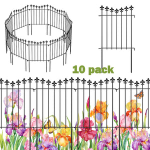 10 Pack Decorative Garden Fence Panels Animal Barrier for Dog Rustproof Borders