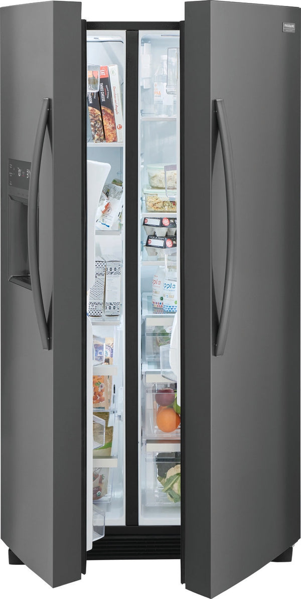 Frigidaire Gallery 22.3-cu ft Counter-Depth Side-by-Side Refrigerator with Ice Maker ,Water and Ice Dispenser ( Fingerprint Resistant Black Stainless Steel ) ENERGY STAR Certified