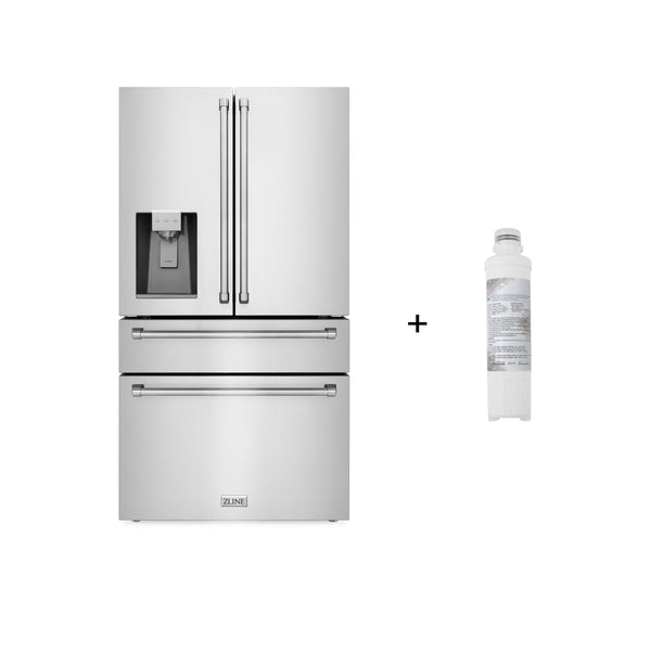 ZLINE KITCHEN & BATH Counter-Depth 21.6-cu ft 4 -Door French Door Refrigerator with Ice Maker with Water Dispenser ( Fingerprint Resistant Stainless Steel ) ENERGY STAR Certified