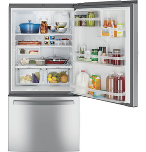 GE 24.9-Cu. Feet Standard-Depth Bottom-Freezer Refrigerator with Ice Maker ( Stainless steel ) ENERGY STAR Certified